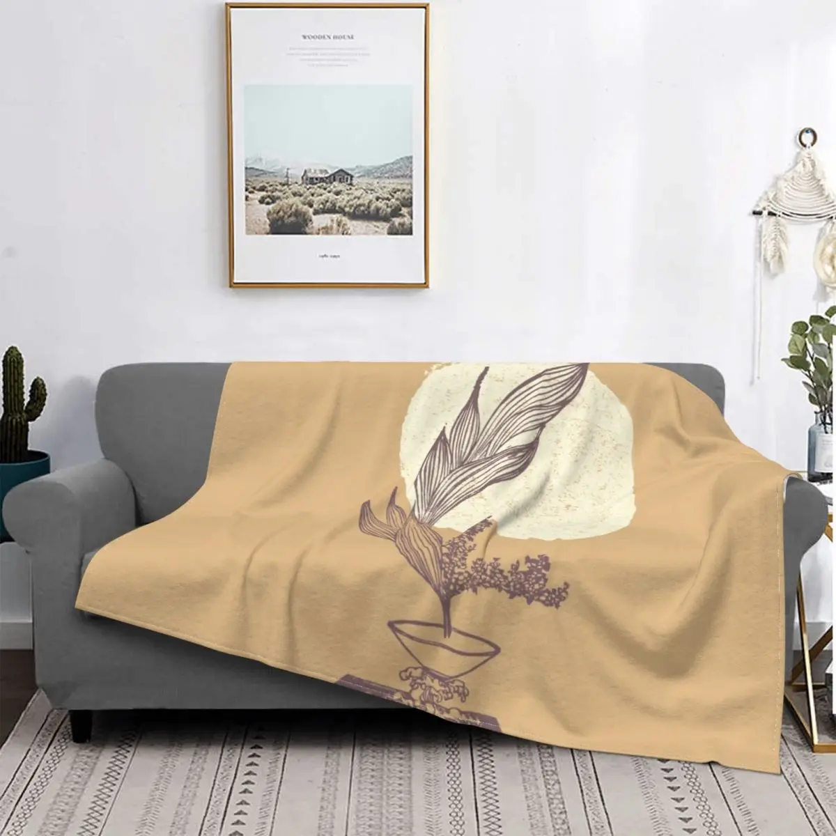 

Manta de planta bonsái con temática Hippie, manta de felpa de franela suave y cálida para sofá, Sábana de terciopelo, salida de