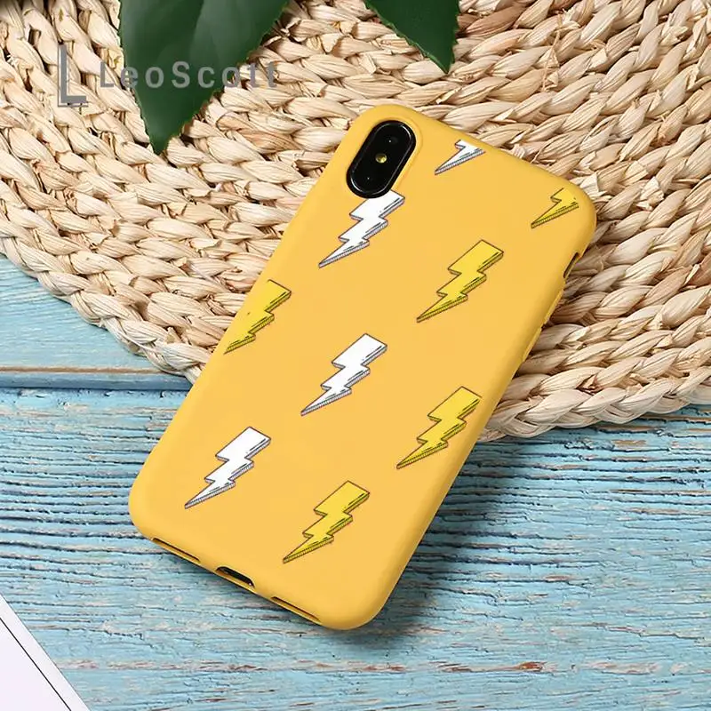 

Cute lightning Phone Case Yellow Candy Color for iPhone 11 12 mini pro XS MAX 8 7 6 6S Plus X SE 2020 XR