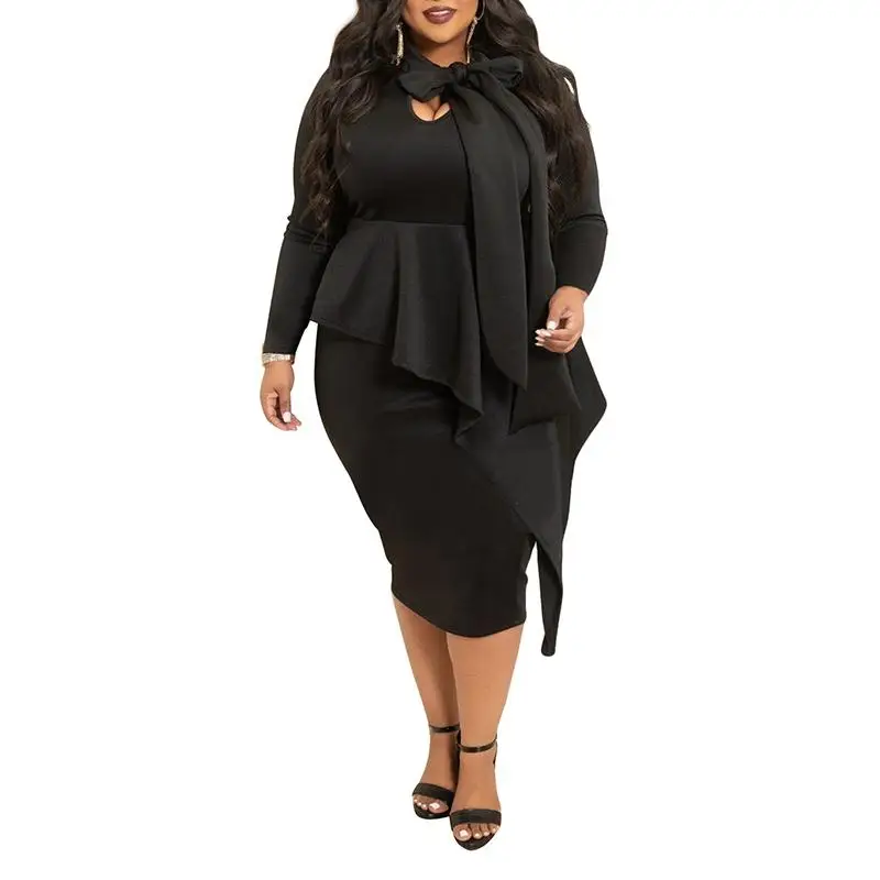 Женское платье с длинным рукавом и завышенной талией размеры до 5XL | Женская