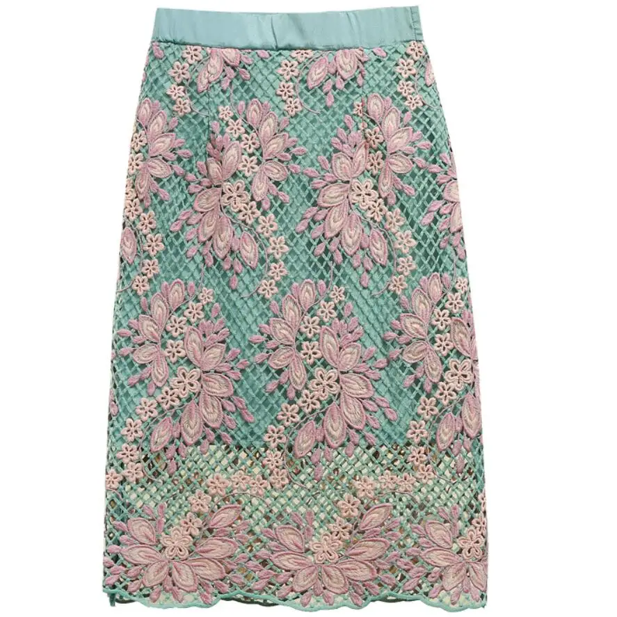 Женская юбка с цветочной вышивкой демисезонная Водорастворимая кружевная