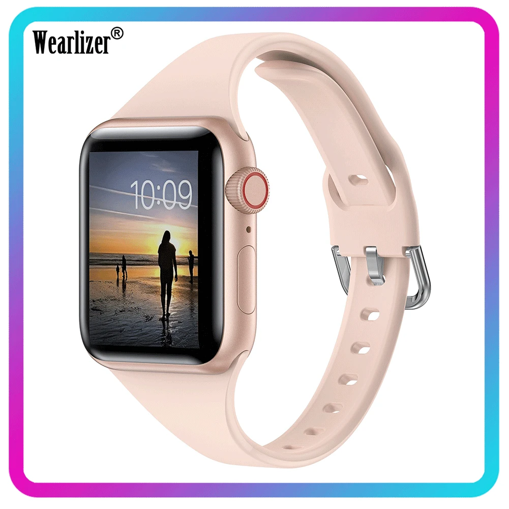 Силиконовый тонкий ремешок Wearlizer для Apple Watch 38 мм 40 силикагелевый спортивный