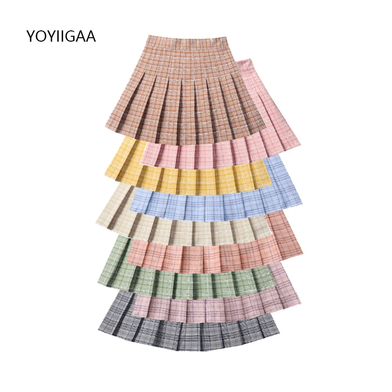 

Harajuku Women Pleated Skirt High Waist Chic Woman Plaid Mini Skirts Preppy Style Female Skirts Summer Kawaii Ladies Short Skirt