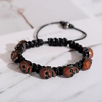 fashion cz zircon skeleton beads bracelets bangles 7 color luxury handmade hippie boho braided bracelet homme