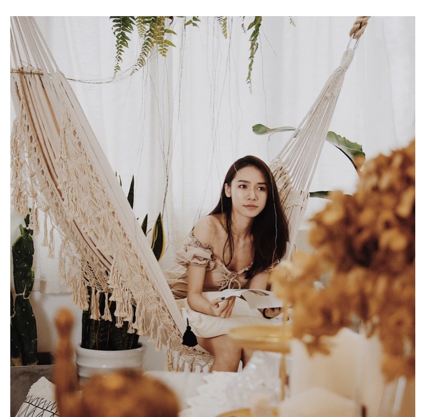 

2 person Great Porte Macrame Fringe Brazilian Network Balance Network Chair Out/Interior Hanging Network Balance