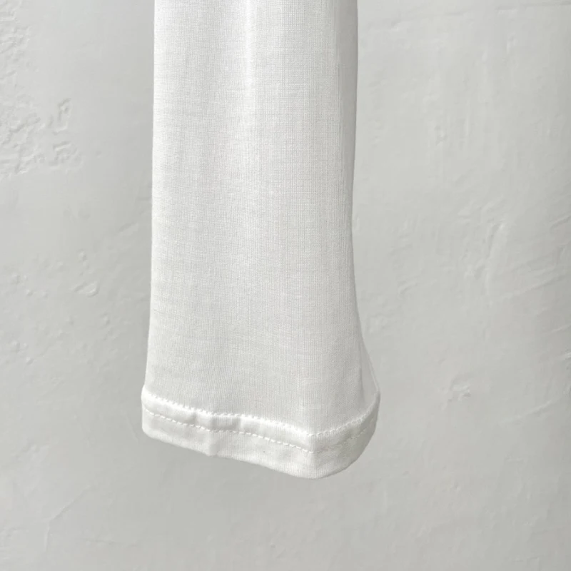 

TWOTWINSTYLE Casual White Sun Protection Women's T Shirt Round Neck Long Sleeve Irregular Woman T Shirts 2021 Summer Fashion New