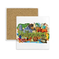 camiguen philippine graffiti square coaster cup mug holder absorbent stone for drinks 2pcs gift