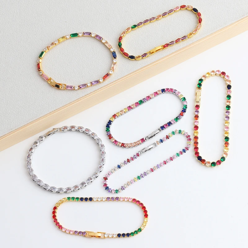Роскошные регулируемые разноцветные браслеты для тенниса женщин женский