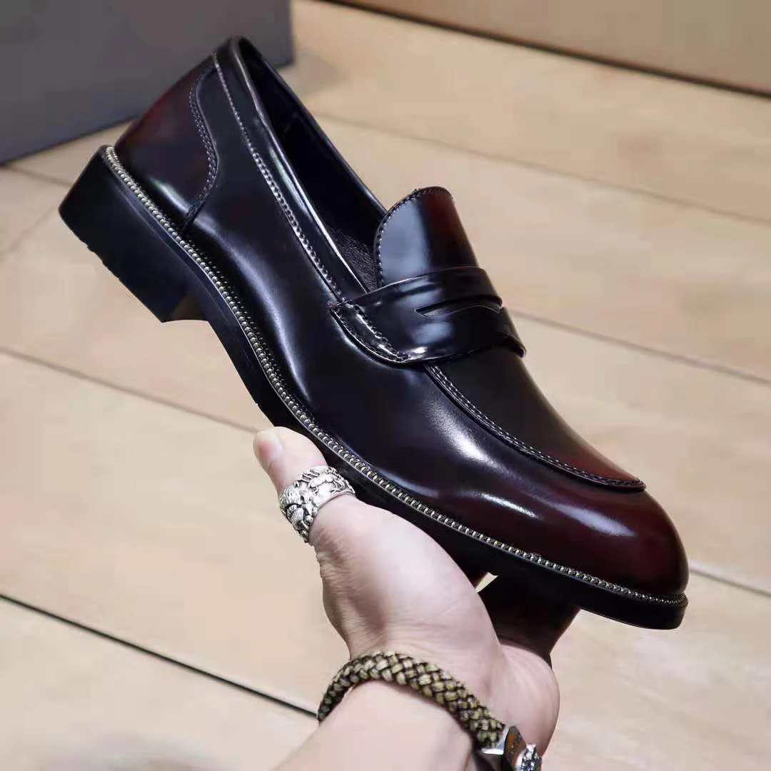 

Vallu 2021 autumn new style leather plain surface high quality broch business casual comfortable all-match men's single shoes