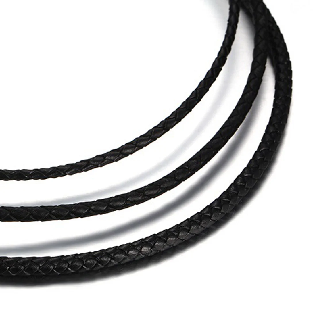 

3/4/5mm Wide Men Women Silver Color 316L Stainless Steel Buttons Black Leather Choker Necklace Jewelry Christmas Gift 45cm/50cm