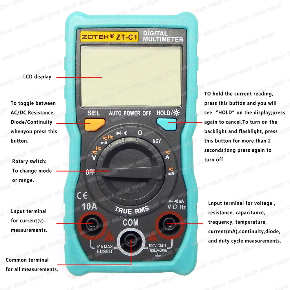 ZOTEK автоматический ручной цифровой большой ЖК экран с дисплеем переменный ток