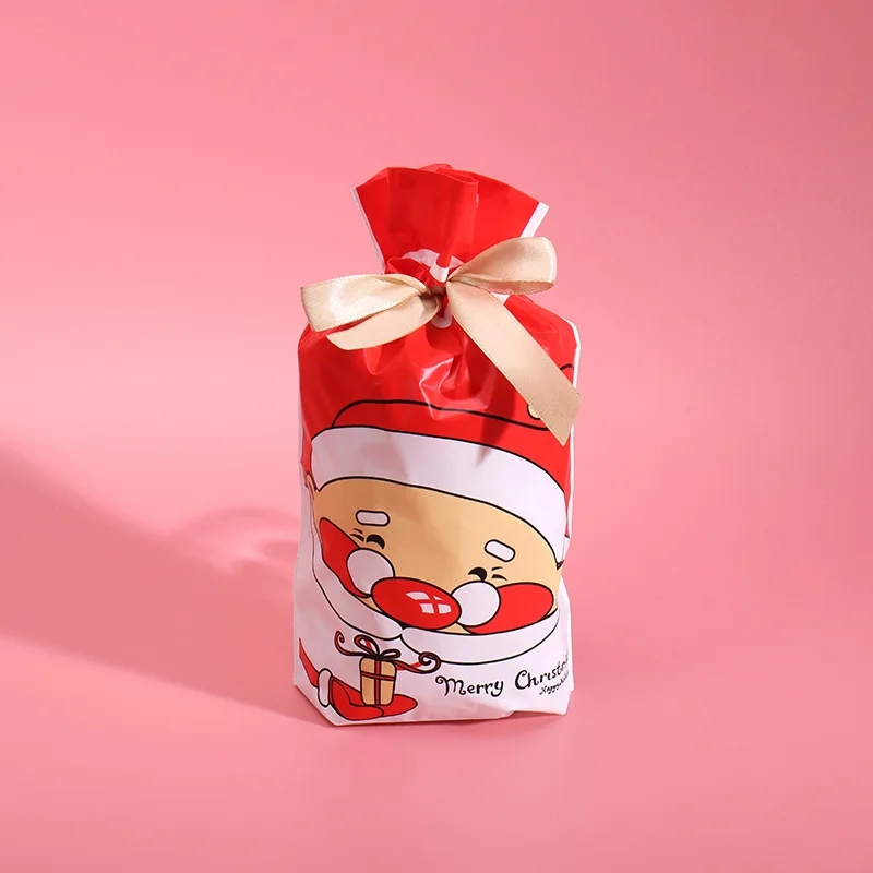 AQ 50 шт./партия Подарочная коробка с милой улыбкой Санта-Клаусом красная матовая Праздничная упаковка с нугой десертом Золотая лента мешок на шнурке пакет