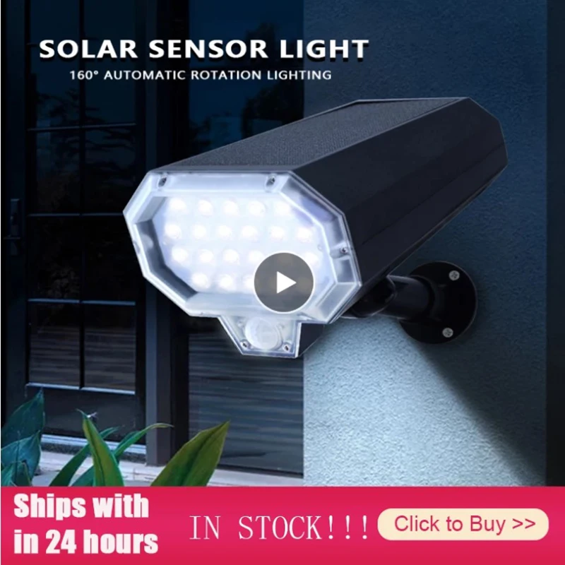 

Solar Lawn Lamp LED Induction Rotating Wall Lamp Outdoor Garden Lamp Simulation Monitoring Lamp 160° Rotation IP65 Waterproof