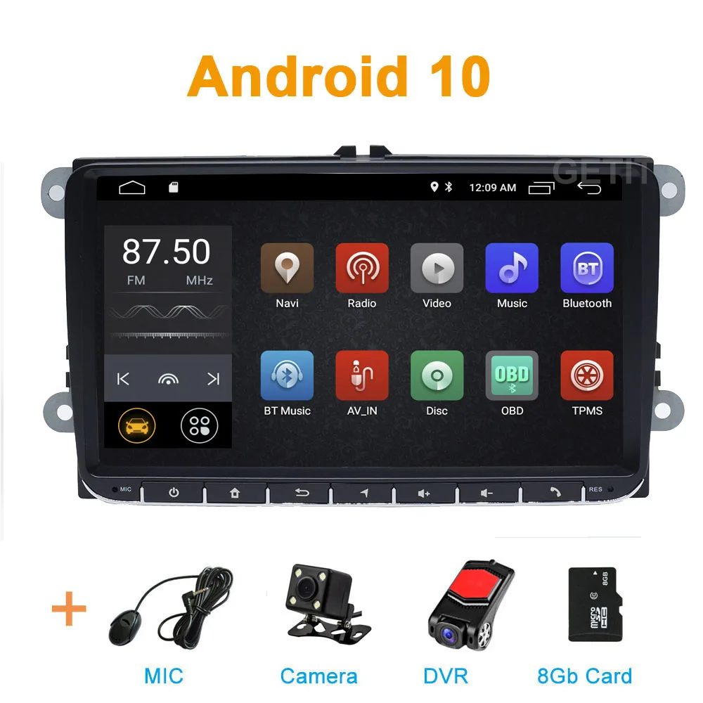 add CAM DVR SD DSP " Android 10,0 автомобильный Радио Мультимедиа Стерео gps для VW/Volkswagen/Golf/Polo/Tiguan/Passat/b7/b6/leon/Skoda/Octavia - Цвет: add CAM DVR SD