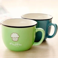high temperature resistant cute ceramic water cup couple creative breakfast milk mark cup home office simple coffee cup