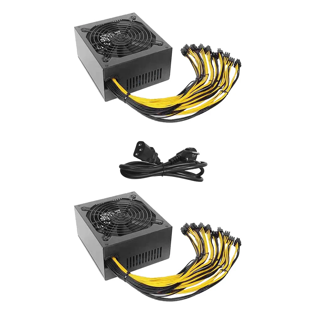 

AT 12V 1800W 10x6Pin Miner Power Supply Support 8GPU for ETH BTC Mining Power+Cooling Fan Mute Desktop Computer Accessory