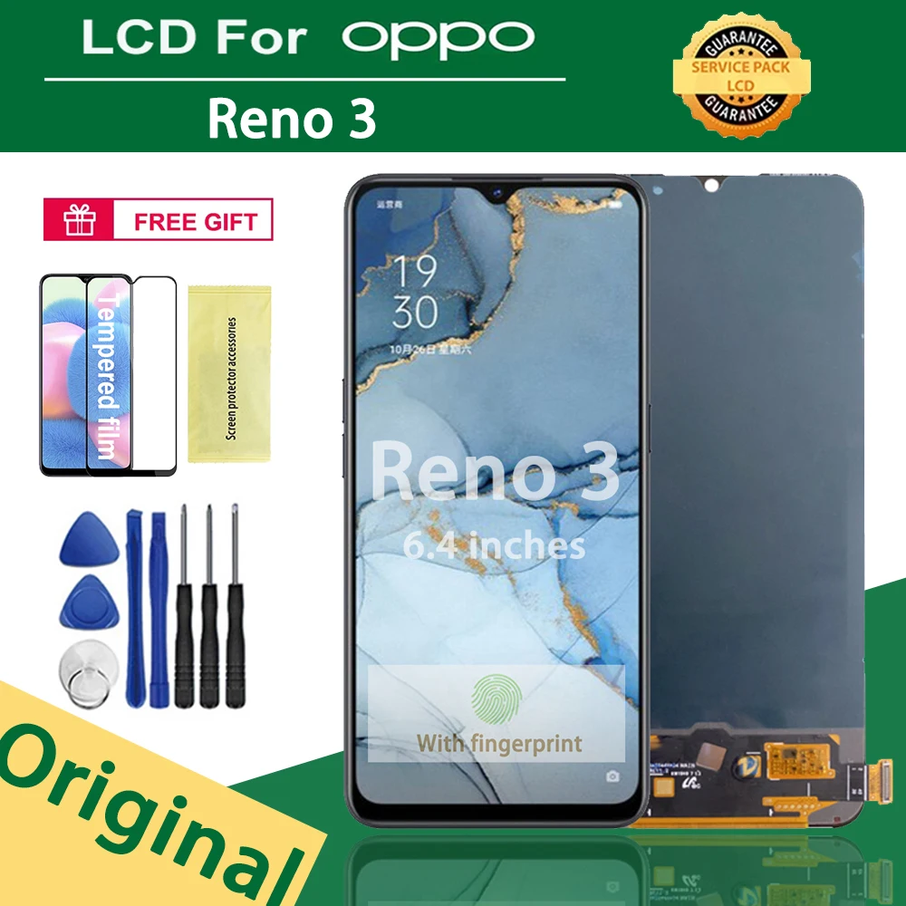 

Original 6.4'' Display For OPPO Reno 3 LCD Touch Screen Digitizer Assembly For OPPO A91 PCPM00 CPH2001 CPH2021 LCD Display