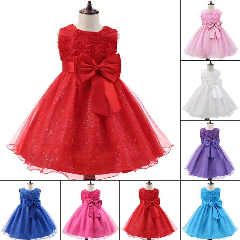 

New Lace Princess Girl Dress Christmas Birthday Party Clothing Kid Wedding Red Flower Dresses Children Winter Prom Costume