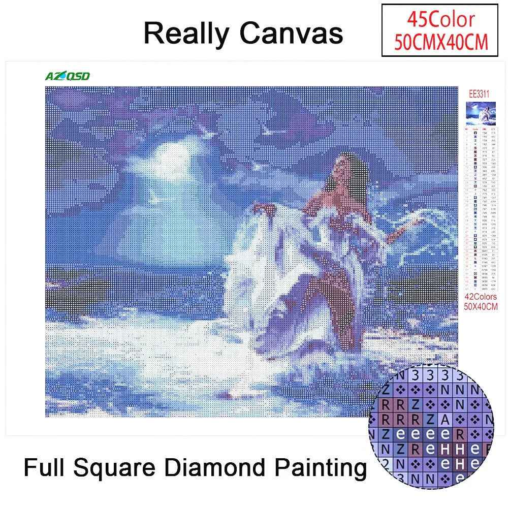 AZQSD алмазов картина Ночная Ландшафтная мозаика с бриллиантами для девочек
