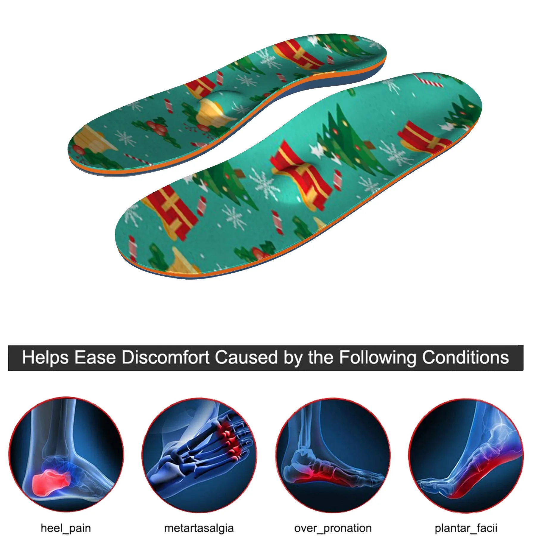 New Christmas Insole Plantar Fasciitis Arch Support Orthopedic Insole Flat Foot Pain Heel Spur Correction