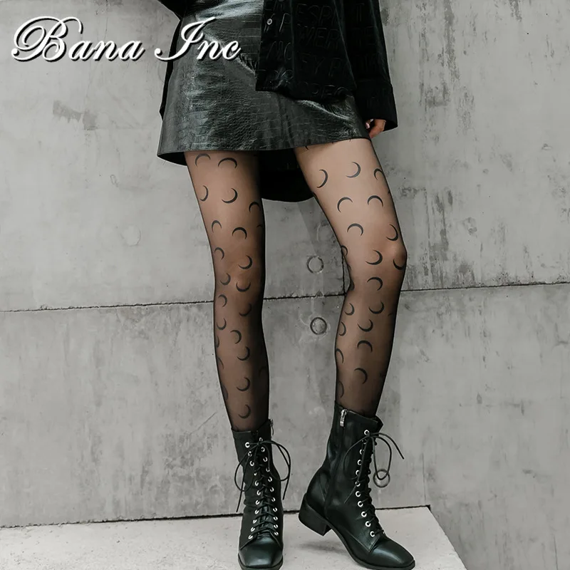 

Women's Tights Classic Small Polka Moon Silk Stockings Thin Lady Vintage Faux Tattoo Stockings Pantyhose Female Hosiery