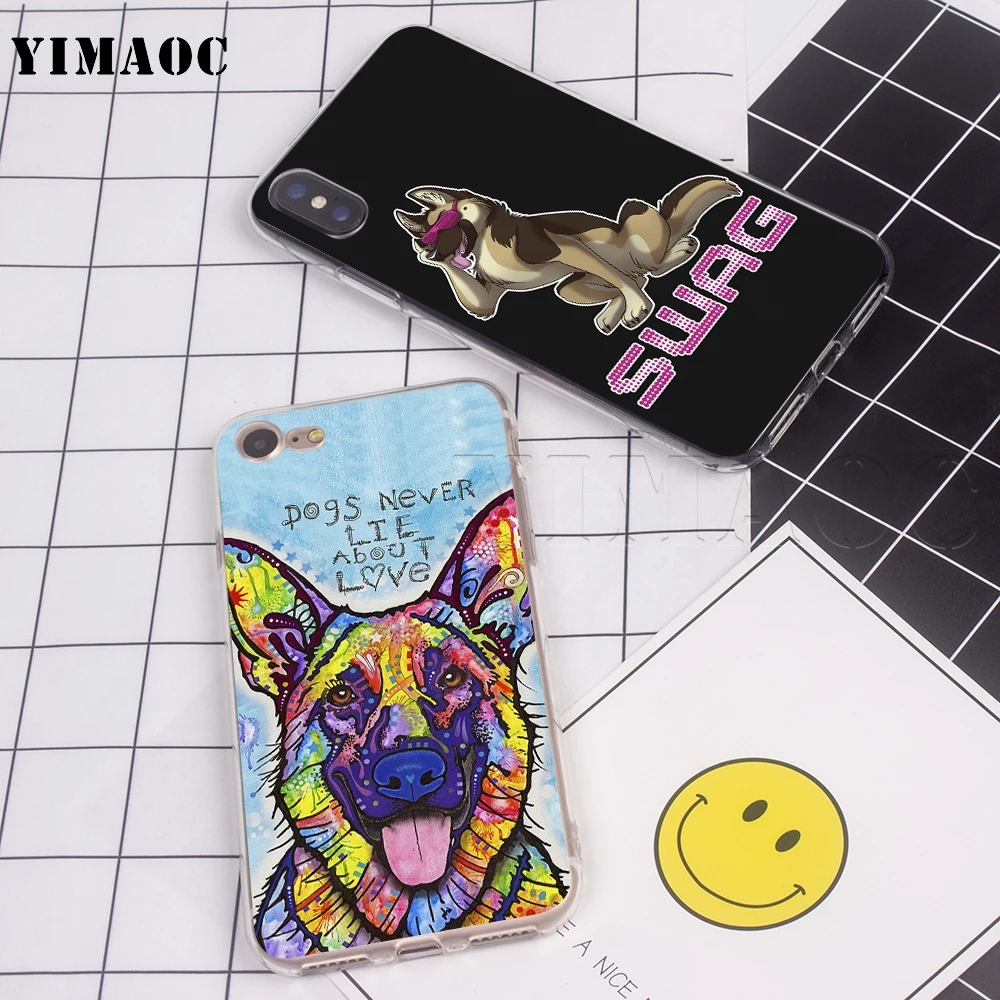 YIMAOC German Shepherd Dog Soft Silicone Case for iPhone 11 Pro XS Max XR X 8 7 6 6S Plus 5 5s se | Мобильные телефоны и