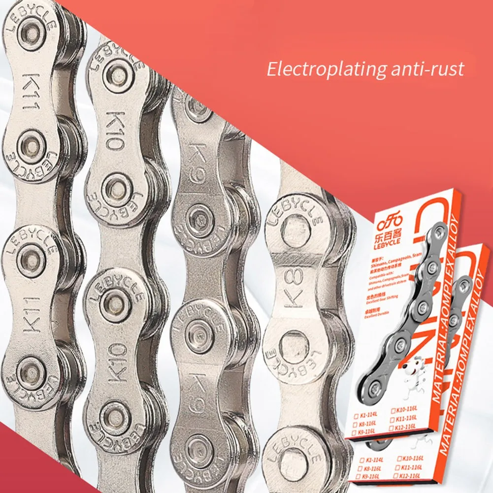 

MTB Road Bike Bicycle Chain 116 Links 6/7/8/9/10/11 Speed For Shimano SRAM Switching Speed Faster Steel Silver 1/2 "x11 / 128"