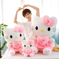 brand new kawaii hello cat plush toys pink bowknot dress animal cat doll stuffed toy super cute birthday gift for childrens