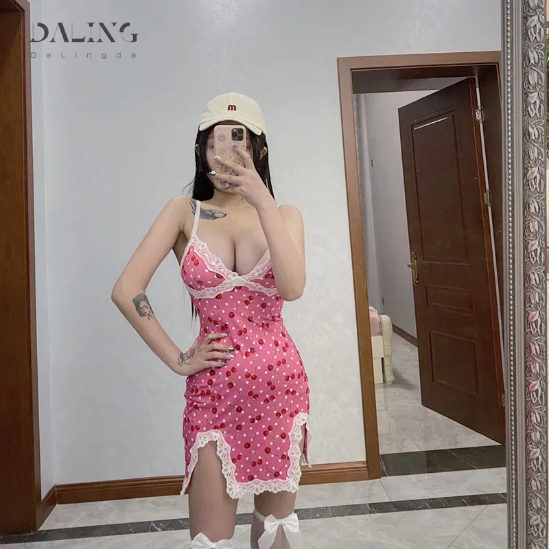 Женское пикантное Платье на шнуровке в горошек милое розовое мини-платье без