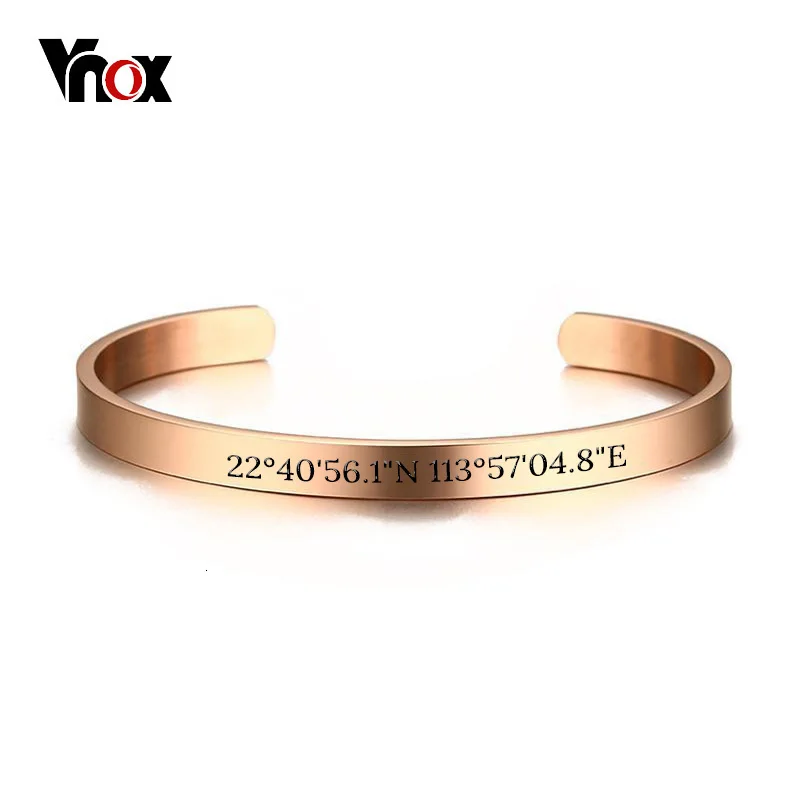 Vnox браслеты с гравировкой для женщин, браслет из нержавеющей стали, три цвета на выбор