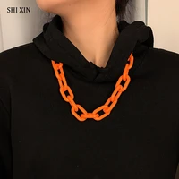 shixin hip hop acrylic chunky link chain necklace for womenmen bright color long thick choker necklace colar egirl neck jewelry