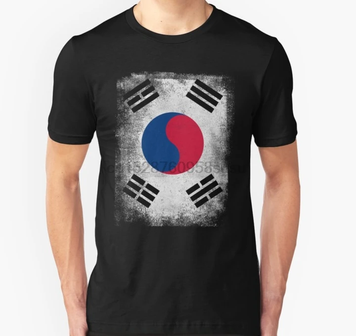 Мужская футболка с коротким рукавом южнокорейский флаг горд корейский Винтаж