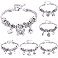 charm bracelet bangles jewelry white butterfly crown beads bracelets brands bracelets fit women girl friendship gift