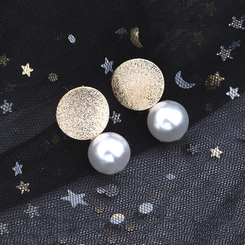 S06438 SHUANGR, женские модные круглые висячие серьги с большим жемчугом, оригинальные серьги-капли с металлическим геометрическим шаром, ювелирные изделия - Окраска металла: S06438