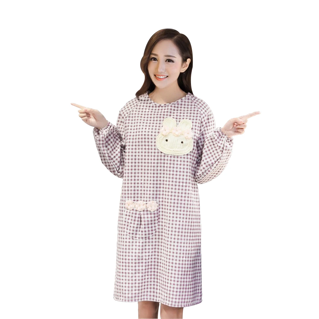 

Cute cartoon anti-wear smock adult cooking clean Korean fashion full-body kitchen apron long-sleeved cotton antifouling