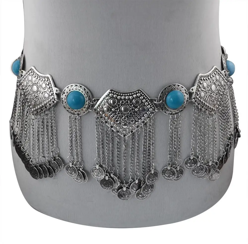Средневековый пояс Женский декоративный с резной металлической цепочкой в стиле