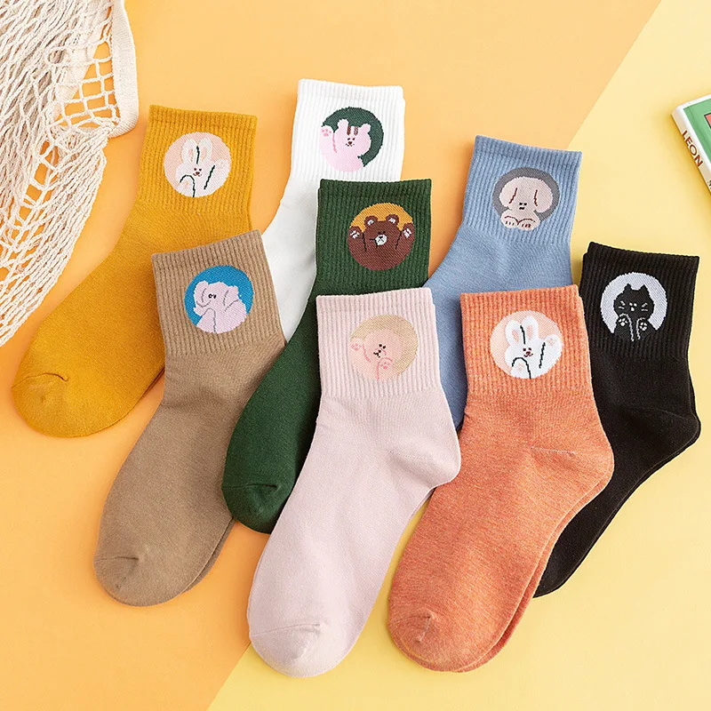 

Cotton Warm Sock Women Simple Socks Woman Cute Kawaii Art Skateboard Solid Fashion Casual Calcetines Warm Kpop Breathable Sweat