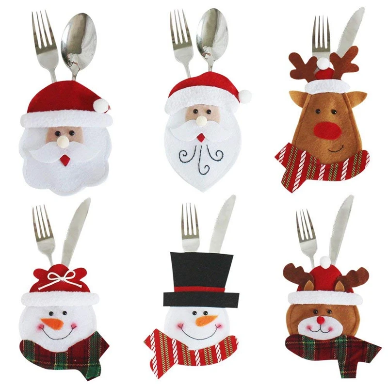 6 шт. держатель для столовых приборов полотенца ножи вилка ложка милый Санта