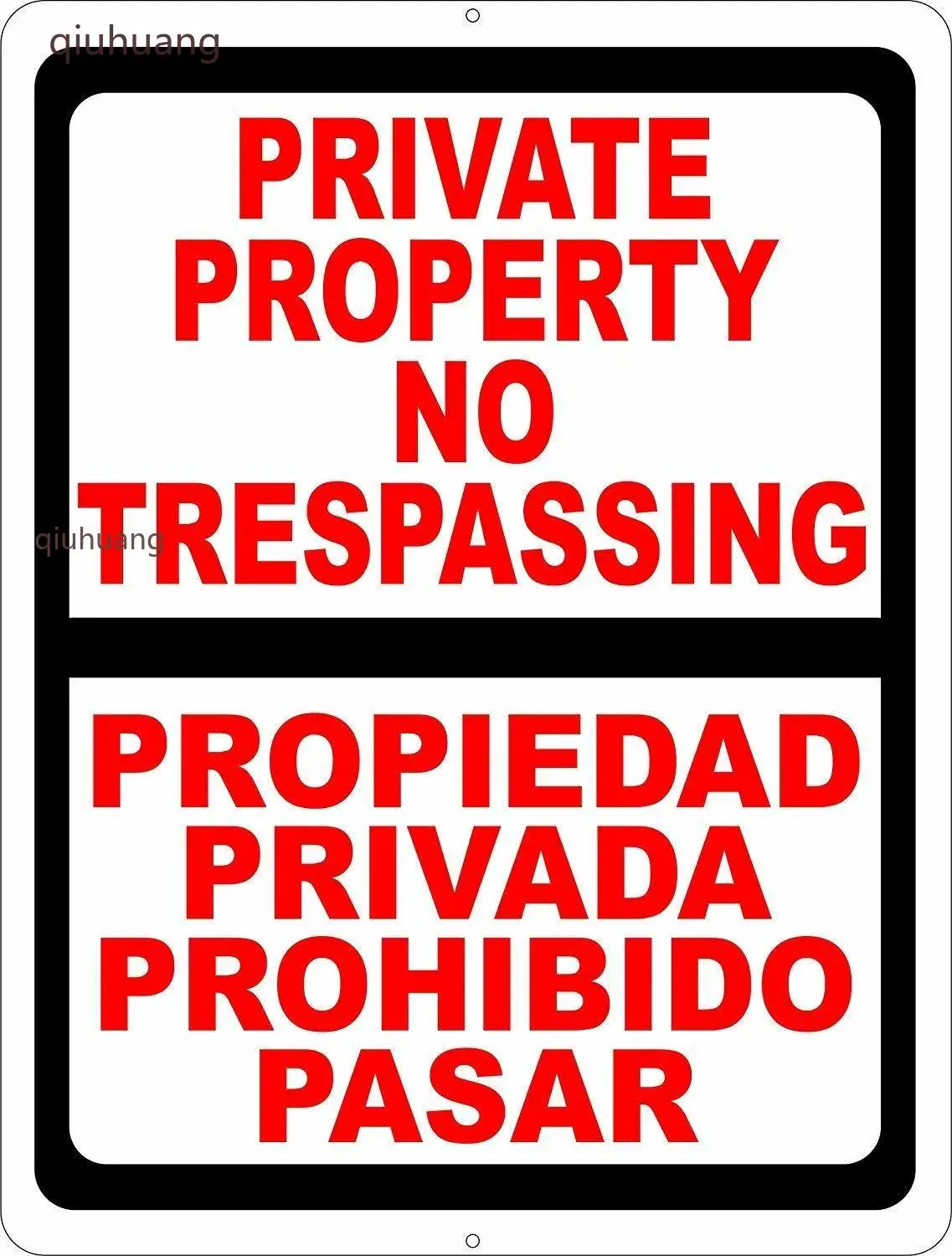 

Warning Sign Bilingual Private Property No Trespassing Sign. English & Spanish Security Signs Road Sign Business Sign 8X12