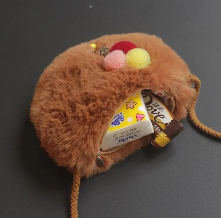 

Симпатичная плюшевая сумка-мессенджер, Детская сумка через плечо для малышей, Женский чехол через плечо с одной молнией и украшениями