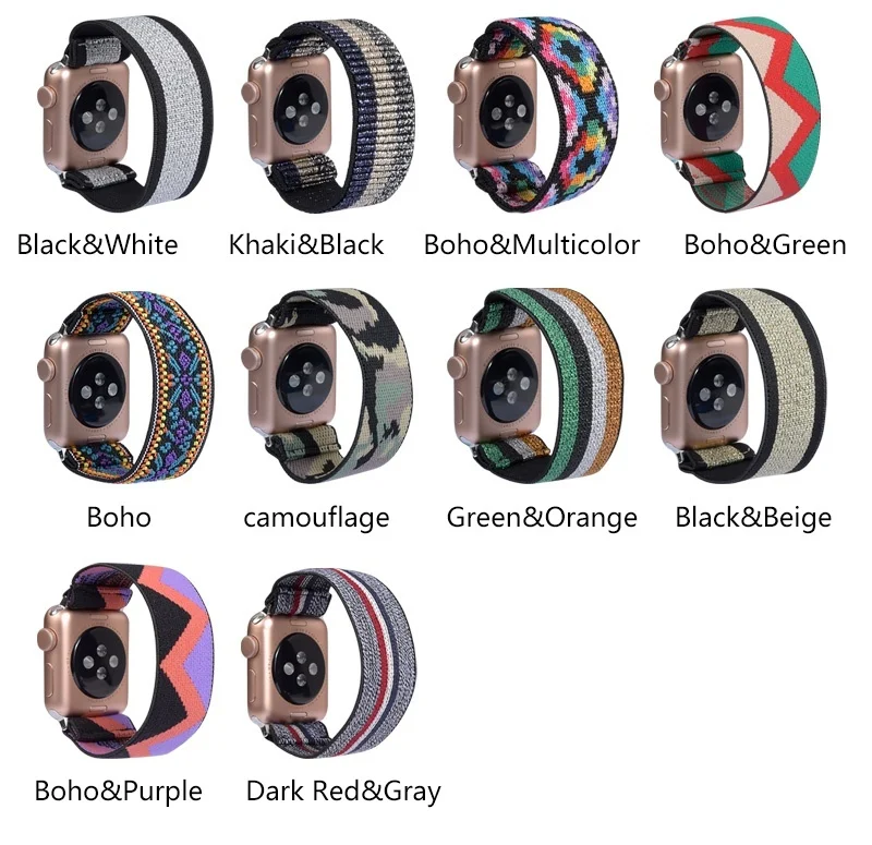 

Elastic Nylon Solo Loop Strap for Apple Watch Band 6 38mm 40mm 42 mm 44 mm for Iwatch Series 6 5 4 3 2 Watch Replacement Strap