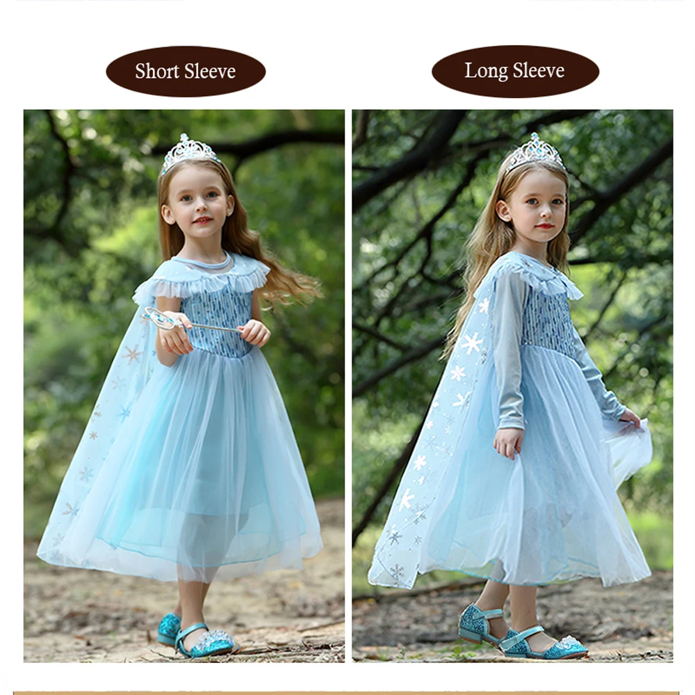 Снежная королева комплект одежды для девочек на Рождество платье Эльзы