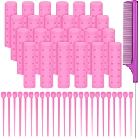 hair rollers set includes 24 plastic smooth hair rollers 0 71 inch 1 8 cm hair curlers with steel pintail comb rat tail comb