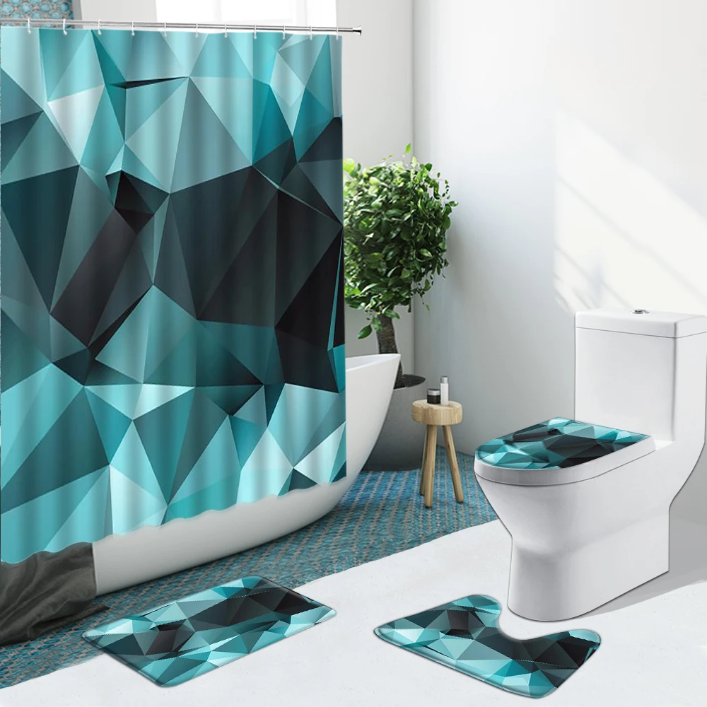 Креативная трехмерная занавеска для душа с красочным геометрическим узором