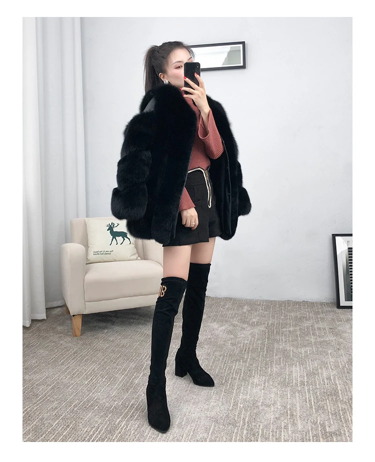 ZDFURS* натуральный мех, Лисий мех, шуба, дизайнерское, для девушек, зимнее, действительно Лисий мех, шуба, съемный, натуральный мех, шуба, Женская