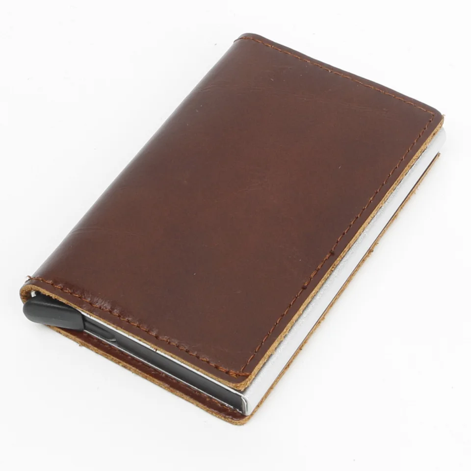 

Genuine Leather Wallet/ID Automatic Card Holder RFID Unisex Security Credit Pass Travel Air Tickets Multi-Function Men Package