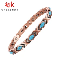 oktrendy red copper magnetic bangle bracelets with natural gem stone women blue stone copper magnetic bracelet