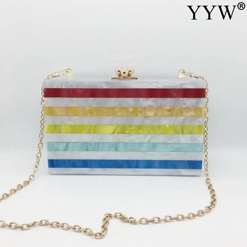 

Fashion Acrylic Box Bag For Women Concise Clutch Famous Crossbody Bags Attached With Hanging Strap Rectangle Evening Clutches