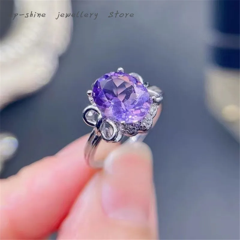

New natural amethyst ring, 925 silver ladies ring, exquisitely crafted, luxurious inlaid, graceful atmosphere