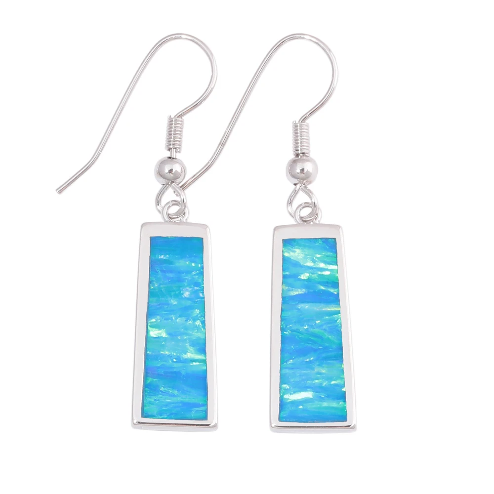 

CiNily Created Blue & Orange Fire Opal Silver Plated Wholesale for Women Jewelry Engagement Dangle Earrings 1 5/8" OH4551-52
