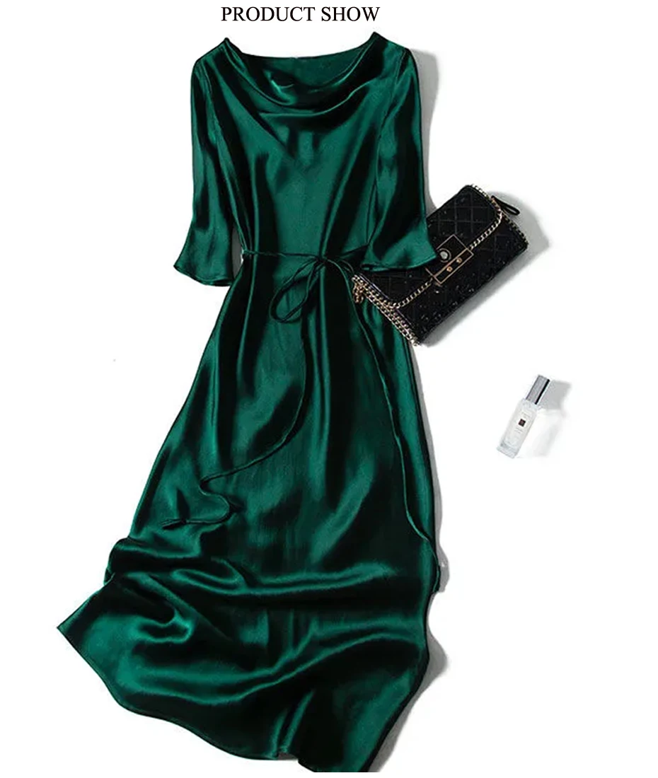 

2021 new Sexy Silk Half sleeve Lace-up Summer Dress Women Satin Long Dress Elegant Party Dresses Plus ize